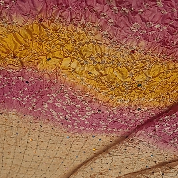 EUC Y2K Casual Studio 100% Silk Sequined Ombre Crinkled Skirt - Picture 7 of 14